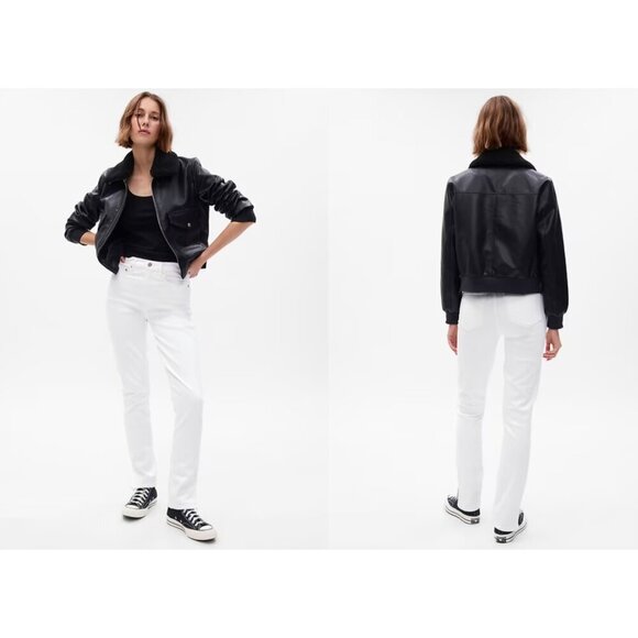 NWT Gap Vintage Slim Mid Rise Jeans Size 31/ 12 White Skinny Distressed - Picture 1 of 15